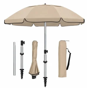 Foldable Height Adjustable Sand Anchor UV Protection Outdoor Beach Umbrella