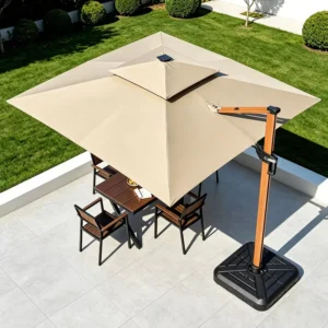 Foldable Lightweight Waterproof Windproof Outdoor LED Roman Umbrella 3x3m for Hotel and Garden