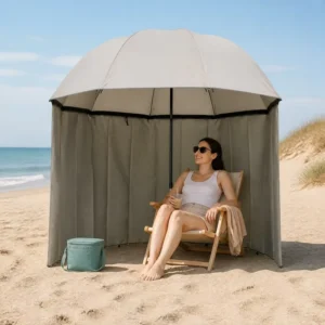 Foldable Lightweight Wind-Resistant Beach Parasol Sun Shade for Camping and Travel
