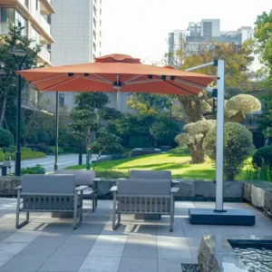 Foldable Outdoor Dining Patio Parasol Umbrella with Fringe for Beach and Camping