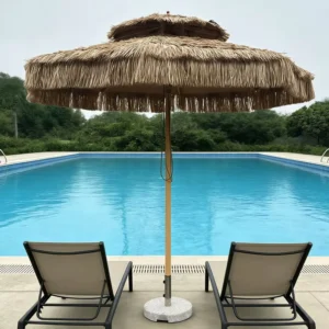 Foldable Outdoor Thatch Roof Waterproof Straw Umbrella for Dining and Park Use