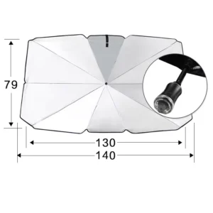 Foldable PVC Sports-Style Travel Car Sunshade Umbrella Manual Control UV Protection 190T Nylon 145cm Diameter