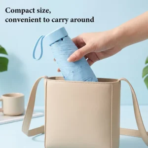 Foldable Portable Pocket Umbrella with Cover, Pongee Fabric, for Hiking