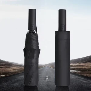 Foldable Portable Windproof Sun Umbrella with Semi-Black Inner Coating and UV Protection