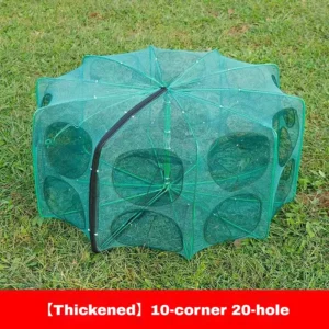 Foldable Umbrella Fishing Net Trap Portable Multi Holes Automatic Minnow Shrimp Crawfish Crab Bait Cast Mesh Cage