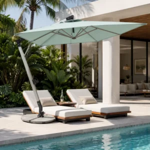 Foldable Waterproof Aluminum Patio Umbrella with Wind-Resistant Frame