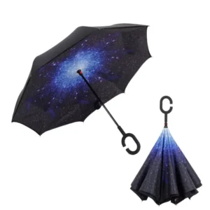Folding Double-Layer Inverted Umbrella with C-Handle, Stand, Rain and Wind Protection