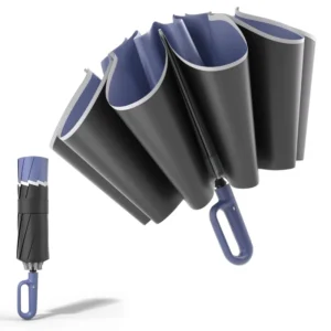 Folding Rain Umbrella with Reversed Ribs and Special Handle
