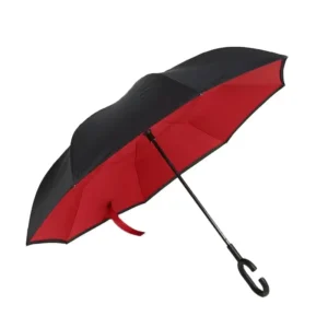 Folding Reverse Double-Layer Windproof Rainproof Car-Use Umbrella with Wide Canopy and Quick-Dry Pongee Fabric