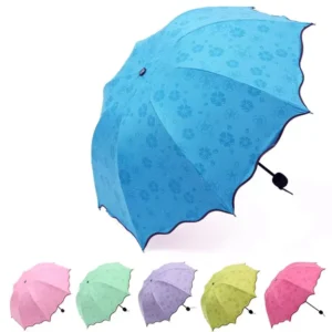Folding Sunshade Umbrella Water Flowering Design Manual Control