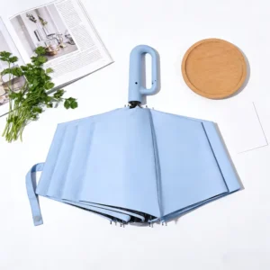 Folding UPF 50 Automatic UV Protection Commercial Sun Umbrella with Ring Buckle