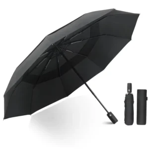 Folding Umbrella Personal Sunshade Double-Layer Semi-Automatic Windproof 3-Fold Rubber Umbrella