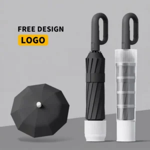 Folding Umbrella with Transparent Waterproof Storage Case, Custom Logo, Personalized