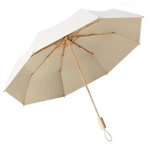 Folding Umbrella with Wooden Handle, Compact, Anti-UV, Sunproof, Rainproof and Windproof, Made in China