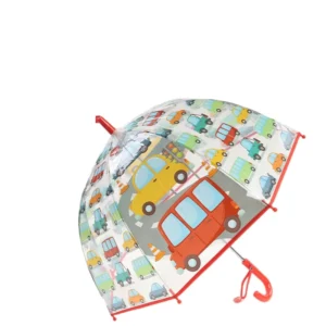 For Kids Car & Bus Print Windproof Waterproof Fiberglass 70cm Hanging Function Children’s Umbrella for Boys School Use