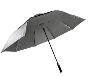 Free Design 30Inch 8k Semi-Auto Open Double Layer Sliver Coating UV Protect Outdoor Fiberglass Shaft Straight Golf Umbrella