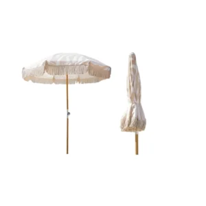 Free Logo Polyester Waterproof Traditional Design Hotel Outdoor Patio Swimming Pool Sun Garden Beach Parasols Umbrella Tassels