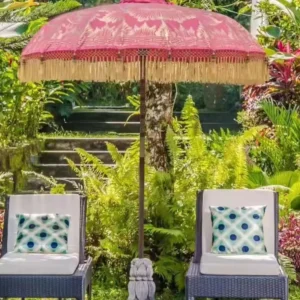 Free Logo Wooden Pole Canvas Waterproof Patio Swimming Pool Sun Garden Beach Outdoor Parasols Umbrella With Tassels