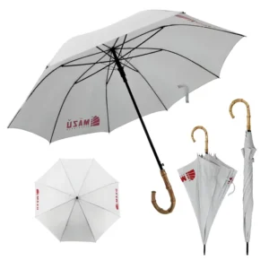 Free Pongee Windproof Business Rain Umbrella, 8K, Durable Bamboo Handle, 120 cm Open Diameter, Travel Use