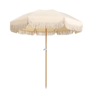 Fringe Patio Umbrella 8 Ribs Outdoor Beach Tassel Umbrella for Yard Picnic Garden Lawn Deck Wedding Pool Party G25-168