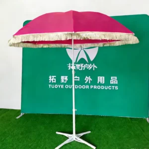 Fringed Oxford Manual Beach Umbrella Outdoor Sun Protection Terrace Patio Decorative Tassel Shade Umbrella