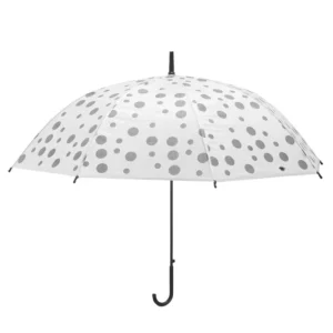 Frosted Transparent PVC Umbrella with Curved Handle, Macaron Polka Dot Pattern, Custom Logo