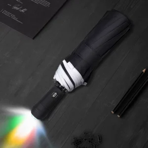 Full Automatic LED Light Waterproof Reflective Polyester Advertising Gift Rain Umbrella 23inch