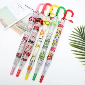 Full Printed Cartoon Straight EVA Children’s Durable Portable Rain Umbrella for School