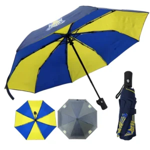 Fully Auto Modern 3-Fold Compact Umbrella Double Layer 190T Pongee Fabric Sun and Rain Protection Custom Logo Travel Umbrella