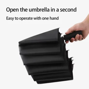 Fully Automatic 12-Rib Double-Rib Windproof Large 3-Fold Rain Umbrella
