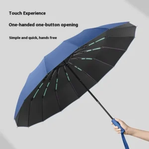 Fully Automatic 16-Bone Dual-Purpose 3-Fold Umbrella with UV Protection and Wind Resistance