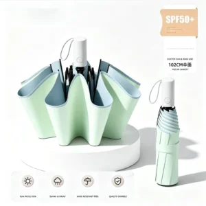 Fully Automatic 3 Fold 10 Rib Heavy Duty Windproof Waterproof Umbrella With Large Canopy Student Sun Rain Folding Umbrella