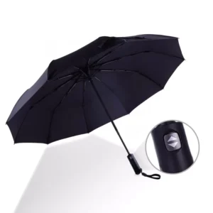 Fully Automatic 3-Fold Minimalist Pongee Folding Umbrella 97cm Open Diameter Travel Use