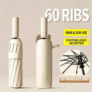 Fully Automatic 3-Fold Storm-Resistant Umbrella with Ice Crystal Coating and Heat Insulation, Sun and Rain Umbrella