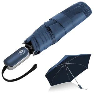 Fully Automatic 3-Fold Travel Umbrella 95cm Open Diameter Fiberglass Ribs Sun Rain Protection Business Gift