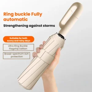 Fully Automatic 3-Folding Windproof Umbrella Portable Women’s Travel Umbrella for Sun and Rain