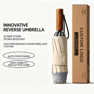 Fully Automatic 5-Fold 6-Rib Reverse Windproof Storm-Resistant Anti-Rebound Portable Umbrella