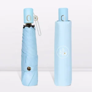 Fully Automatic Aluminum Alloy Fashion Design Black UV Coated UPF 50+ Small Portable Mini Umbrella Cute Daisy Elements