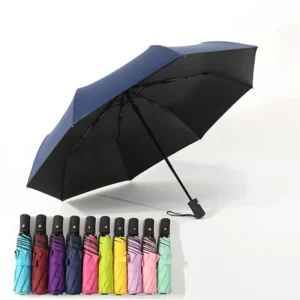 Fully Automatic Anti-UV Rain Custom Logo Promotional Windproof Three-Fold Auto-Open Travel Umbrella