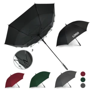 Fully Automatic Auto Open Fiberglass Double-Layer Vented Stormproof Windproof Straight Umbrella