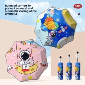 Fully Automatic Cartoon Children’s Three-Fold Umbrella Rounded Corners 8 Bones Step-by-Step Folding Anti-Rebound Color Coating