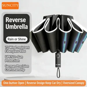 Fully-Automatic Custom Color Logo 3-Fold Windproof UV-Resistant Reverse Umbrella