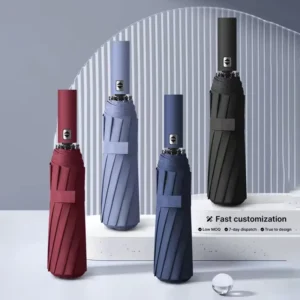 Fully Automatic Double Dragon-Bone UV Protection Umbrella 24-Bone Black-Glue Sun Shield for Men and Women