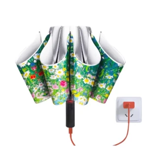 Fully Automatic Electric Clear Three-Fold Umbrella 104cm Alloy Ribs for Adult Travel and Commuting