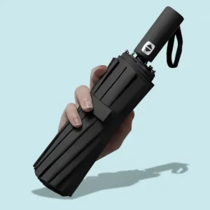 Fully Automatic Extra-Large Folding Umbrella Dual-Use Sun and Rain Black Fabric