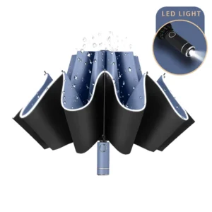 Fully Automatic Extra-Large Safety Reflective LED Inverted Windproof Umbrella