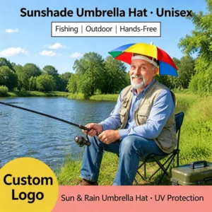 Fully Automatic Foldable Hat Umbrella with Elastic Band, Adjustable Sun Rain Cap, Travel Outdoor Headwear
