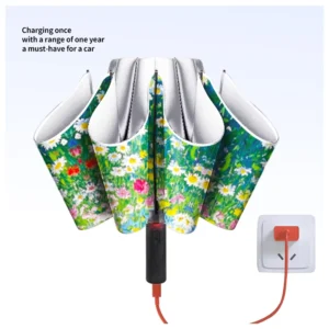 Fully Automatic Foldable Reverse Umbrella with One-Click Opening and Closing for Travel