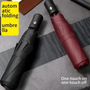 Fully Automatic Folding Umbrella One-touch Open-and-close Mechanism Three-fold Design Black-coated Sunshade Business Gift Custom