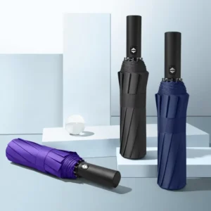 Fully Automatic Modern Iron-Rib Double Dragon-Bone UV Protection Umbrella 24-Bone Black Glue Sun Shield for Men and Women